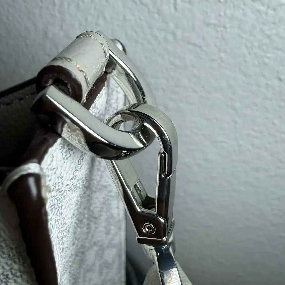 Michael Kors White Monogram Crossbody with Gray Strap